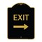 Signmission Designer Series Exit W/ Right Arrow 3, Black & Gold Aluminum Sign, 18" H, 24" L, BG-1824-24045 A-DES-BG-1824-24045 - alternate 1